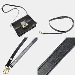 Pre Owned Louis Vuitton Noir Calfskin Dauphine MM LV Lock Chain Shoulder Bag