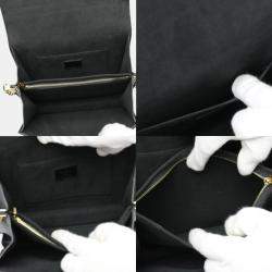 Pre Owned Louis Vuitton Noir Calfskin Dauphine MM LV Lock Chain Shoulder Bag