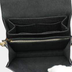 Pre Owned Louis Vuitton Noir Calfskin Dauphine MM LV Lock Chain Shoulder Bag