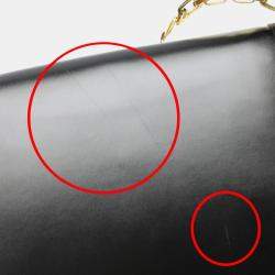 Pre Owned Louis Vuitton Noir Calfskin Dauphine MM LV Lock Chain Shoulder Bag