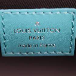 Louis Vuitton Gray Black Blue Leather Monogram Eclipse Reverse Steamer Wearable Wallet