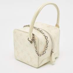 Louis Vuitton Cream Monogram Patent Python New Square Bag