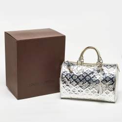 Pre Owned Louis Vuitton Silver Monogram Limited Edition Miroir Speedy 35 Bag