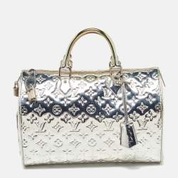 Pre Owned Louis Vuitton Silver Monogram Limited Edition Miroir Speedy 35 Bag