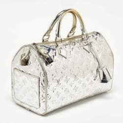 Pre Owned Louis Vuitton Silver Monogram Limited Edition Miroir Speedy 35 Bag