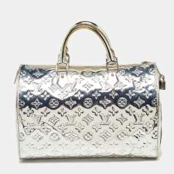 Pre Owned Louis Vuitton Silver Monogram Limited Edition Miroir Speedy 35 Bag