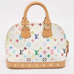 Pre Owned Louis Vuitton White Monogram Multicolore Canvas Alma PM Bag