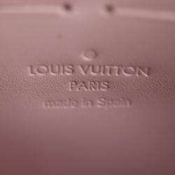 Louis Vuitton Patent Calf Leather x Monogram Canvas Rose Ballerine Brown Portefeuille Cherrywood Chain Wallet Clutch