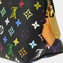 Louis Vuitton Black Monogram Multicolor Pochette Cosmetic Bag