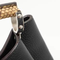 Louis Vuitton Black Leather and Python Trim Capucines PM Bag