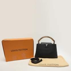 Louis Vuitton Black Leather and Python Trim Capucines PM Bag