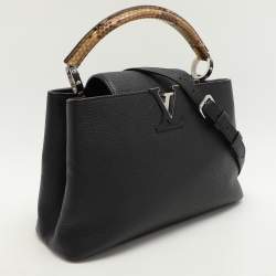 Louis Vuitton Black Leather and Python Trim Capucines PM Bag