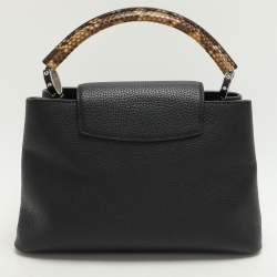 Louis Vuitton Black Leather and Python Trim Capucines PM Bag