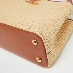 Pre Owned Louis Vuitton Raffia and Leather Trim Capucines MM Bag