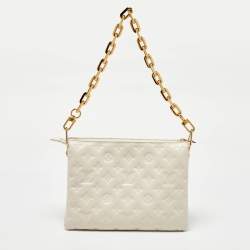 Louis Vuitton Cream Monogram Embossed Leather Coussin PM Bag