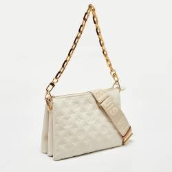 Louis Vuitton Cream Monogram Embossed Leather Coussin PM Bag