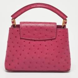 Pre Owned Louis Vuitton Magenta Pink Ostrich Capucines Mini Bag