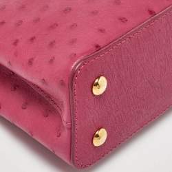 Pre Owned Louis Vuitton Magenta Pink Ostrich Capucines Mini Bag