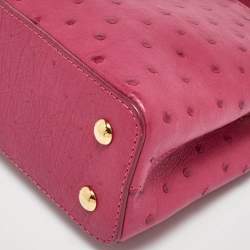 Pre Owned Louis Vuitton Magenta Pink Ostrich Capucines Mini Bag