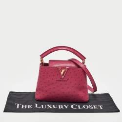 Pre Owned Louis Vuitton Magenta Pink Ostrich Capucines Mini Bag