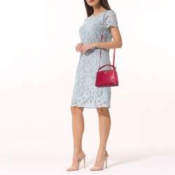 Pre Owned Louis Vuitton Magenta Pink Ostrich Capucines Mini Bag