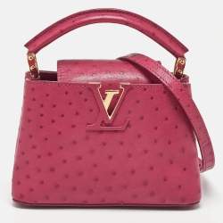 Pre Owned Louis Vuitton Magenta Pink Ostrich Capucines Mini Bag