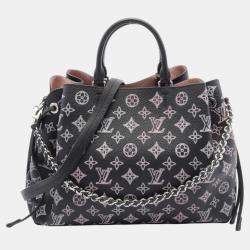 Louis Vuitton Black Pink Leather Bella Monogram Mahina Noir Tote Handbag