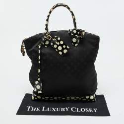 Louis Vuitton Black Monogram Satin Yayoi Kusama Dots Infinity Lockit Vertical MM Bag