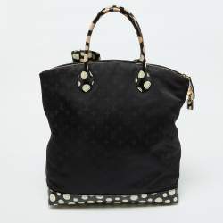 Louis Vuitton Black Monogram Satin Yayoi Kusama Dots Infinity Lockit Vertical MM Bag