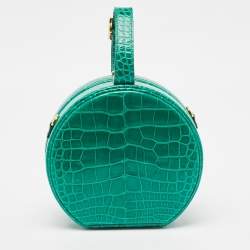 Pre Owned Louis Vuitton Green Crocodile Petite Boite Chapeau Bag