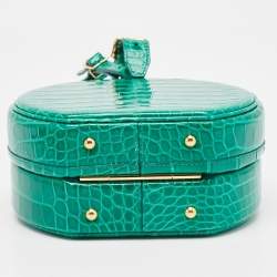 Pre Owned Louis Vuitton Green Crocodile Petite Boite Chapeau Bag