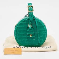 Pre Owned Louis Vuitton Green Crocodile Petite Boite Chapeau Bag
