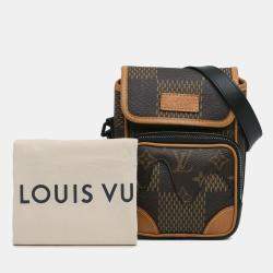 Pre Owned Louis Vuitton Brown Coated Canvas Nigo Giant Damier Ebene Monogram Nano Amazone Crossbody