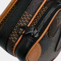 Pre Owned Louis Vuitton Brown Coated Canvas Nigo Giant Damier Ebene Monogram Nano Amazone Crossbody
