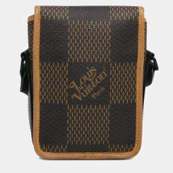 Pre Owned Louis Vuitton Brown Coated Canvas Nigo Giant Damier Ebene Monogram Nano Amazone Crossbody