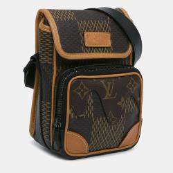 Pre Owned Louis Vuitton Brown Coated Canvas Nigo Giant Damier Ebene Monogram Nano Amazone Crossbody