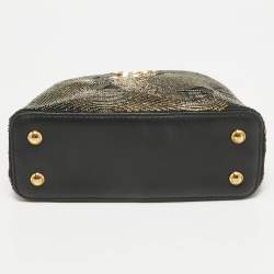 Pre Owned Louis Vuitton Black/Gold Beaded Embroidered Cruella Satin Capucines Mini Bag