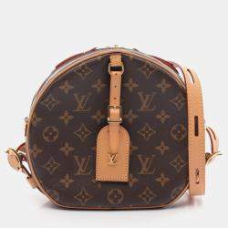 Louis Vuitton Coated Canvas Leather Brown Boite Chapeau Souple Mm Monogram Shoulder Bag