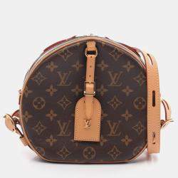 Louis Vuitton Coated Canvas Leather Brown Boite Chapeau Souple Mm Monogram Shoulder Bag