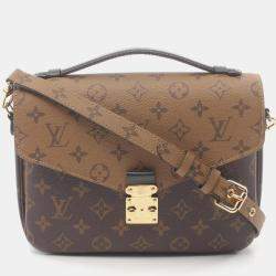 Louis Vuitton Coated Canvas Leather Brown Black Pochette Metis Mm Monogram Reverse Handbag