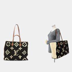 Pre Owned Louis Vuitton Brown X Beige Monogram Teddy OnTheGo GM Shearling Handbag
