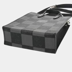 Louis Vuitton Black/Grey Leather Damier Checkerboard Sac Plat Xs Handbag