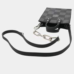Louis Vuitton Black/Grey Leather Damier Checkerboard Sac Plat Xs Handbag