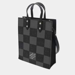 Louis Vuitton Black/Grey Leather Damier Checkerboard Sac Plat Xs Handbag