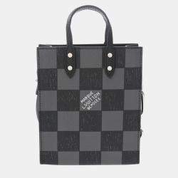 Louis Vuitton Black/Grey Leather Damier Checkerboard Sac Plat Xs Handbag