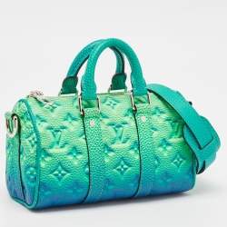 Louis Vuitton Blue/Vert Monogram Taurillon Leather Illusion Keepall XS Bag