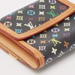 Louis Vuitton Black Monogram Multicolore Canvas Porte-Monnaie Billets Wallet