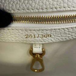 Louis Vuitton White Taurillon Leather Capucines Bag Size BB