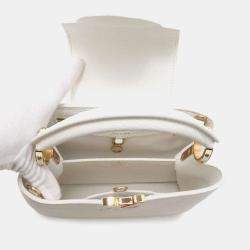 Louis Vuitton White Taurillon Leather Capucines Bag Size BB
