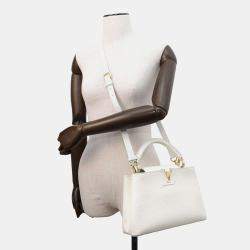 Louis Vuitton White Taurillon Leather Capucines Bag Size BB